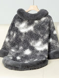 MQTIME  -   Furry Contrast Three-Quarter Poncho