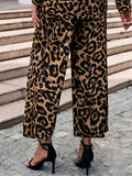 MQTIME  -  Leopard Wide Leg Elastic Waist Pants