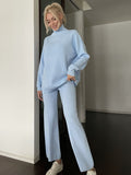 MQTIME  -  Turtleneck Long Sleeve Top and Drawstring Pants Sweater Set