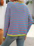 MQTIME  -   Striped Round Neck Long Sleeve Sweater