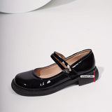 MQTIME  -  Elegant Black Mary Jane - Chic Comfort Women's Shoes with Golden Buckle, Round Toe, and Comfortable Rubber Sole - Versatile All-Season PU Cover Flats, Ladies Shoes