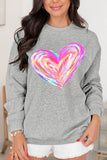MQTIME  -  Valentine’s Day Heart Round Neck Drop Shoulder Sweatshirt