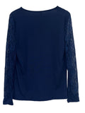 MQTIME  -  Full Size Lace Detail V-Neck Long Sleeve Blouse
