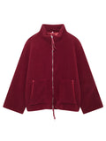 MQTIME  -   Turtleneck Zip Up Long Sleeve Plush Jacket