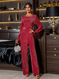 MQTIME  -   Perfee Cutout Round Neck Long Sleeve Jumpsuit