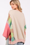 MQTIME  -  SAGE + FIG Full Size Contrast Peace Patch Dropped Shoulder Sweatshirt