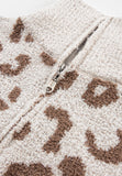 MQTIME  -  Leopard Half Zip Long Sleeve Sweater