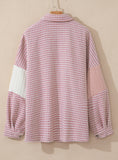 MQTIME  -  Color Block Houndstooth Collared Neck Shacket