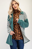 MQTIME  -  Celeste Full Size Striped Button Up Dropped Shoulder Shacket