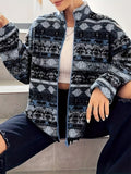 MQTIME  -  Geometric Turtleneck Zip Up Jacket