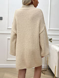 MQTIME  -  Devine Mock Neck Long Sleeve Mini Sweater Dress