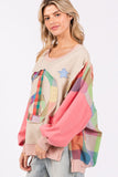 MQTIME  -  SAGE + FIG Full Size Contrast Peace Patch Dropped Shoulder Sweatshirt
