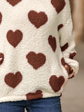 MQTIME  -  Fuzzy Heart Pocketed Dropped Shoulder Hoodie