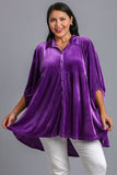 MQTIME  -  Umgee Full Size Button Down Tiered Back High Low Shirt