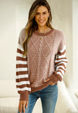 MQTIME  -  Striped Round Neck Dropped Shoulder Sweater