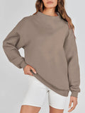 MQTIME  -  Mock Neck Drop Shoulder Long Sleeve Sweatshirt