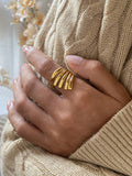 MQTIME  -   Stainless Steel Irregular Lines Open Ring