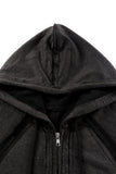 MQTIME  -  Exposed Seam Zip Up Long Sleeve Drawstring Hoodie