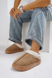 MQTIME  -  Furry Round Toe Platform Slippers