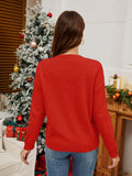 MQTIME  -  Sequin Candy Cane Round Neck Long Sleeve Sweater