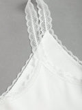 MQTIME  -  Lace Detail V-Neck Wide Strap Tank