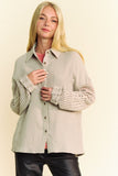 MQTIME  -   Crochet Sleeve Crinkled Texture Shirt