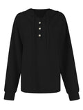 MQTIME  -  Drawstring Quarter Button Long Sleeve Hoodie