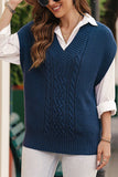MQTIME  -  Cable-Knit V-Neck Sweater Vest
