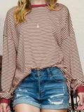 MQTIME  -  Contrast Striped Long Sleeve Sweatshirt