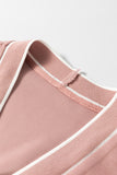 MQTIME  -  Contrast Trim V Neck Button Up Cardigan