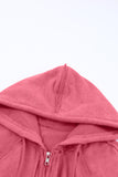 MQTIME  -  Exposed Seam Zip Up Long Sleeve Drawstring Hoodie