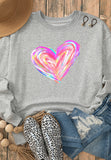 MQTIME  -  Valentine’s Day Heart Round Neck Drop Shoulder Sweatshirt