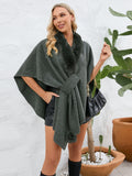 MQTIME  -  Fuzzy Trim Open Front Poncho