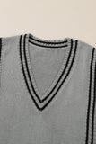 MQTIME  -  Striped Trim V-Neck Sweater Vest