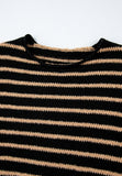 MQTIME  -  Stripe Drop Shoulder Round Neck Sweater