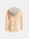 MQTIME  -  Full Size Waffle-Knit Contrast Long Sleeve Hoodie