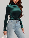 MQTIME  -  Solid Color Turtleneck Long Sleeve Top