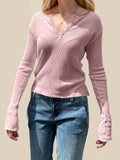MQTIME  -  Devine Quarter Button Long Sleeve T-Shirt