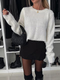MQTIME  -  Bow Slit Back Round Neck Sweater