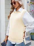 MQTIME  -  Buttoned Round Neck Sweater Vest