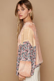 MQTIME  -  POL Floral Patchwork Round Neck Knit Top