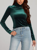 MQTIME  -  Solid Color Turtleneck Long Sleeve Top