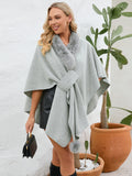 MQTIME  -  Fuzzy Trim Open Front Poncho