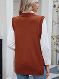 MQTIME  -  Buttoned Round Neck Sweater Vest