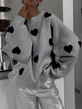 MQTIME  -  Valentine’s Day Heart Round Neck Long Sleeve Sweater