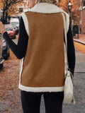 MQTIME  -  Full Size Contrast Open Front Sherpa Vest Coat