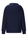 MQTIME  -  Drawstring Quarter Button Long Sleeve Hoodie