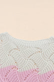 MQTIME  -  Color Block Hollow Boat Neck Sweater