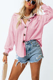 MQTIME  -   Waffle-Knit Collared Neck Long Sleeve Shirt