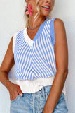 MQTIME  -  Striped Contrast V-Neck Sweater Vest